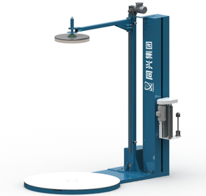 Stretch pallet wrapper packing machine wth top platen