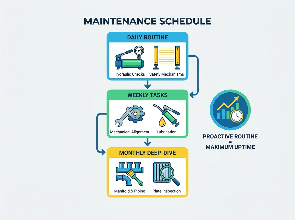 Filter press maintenance and inspection