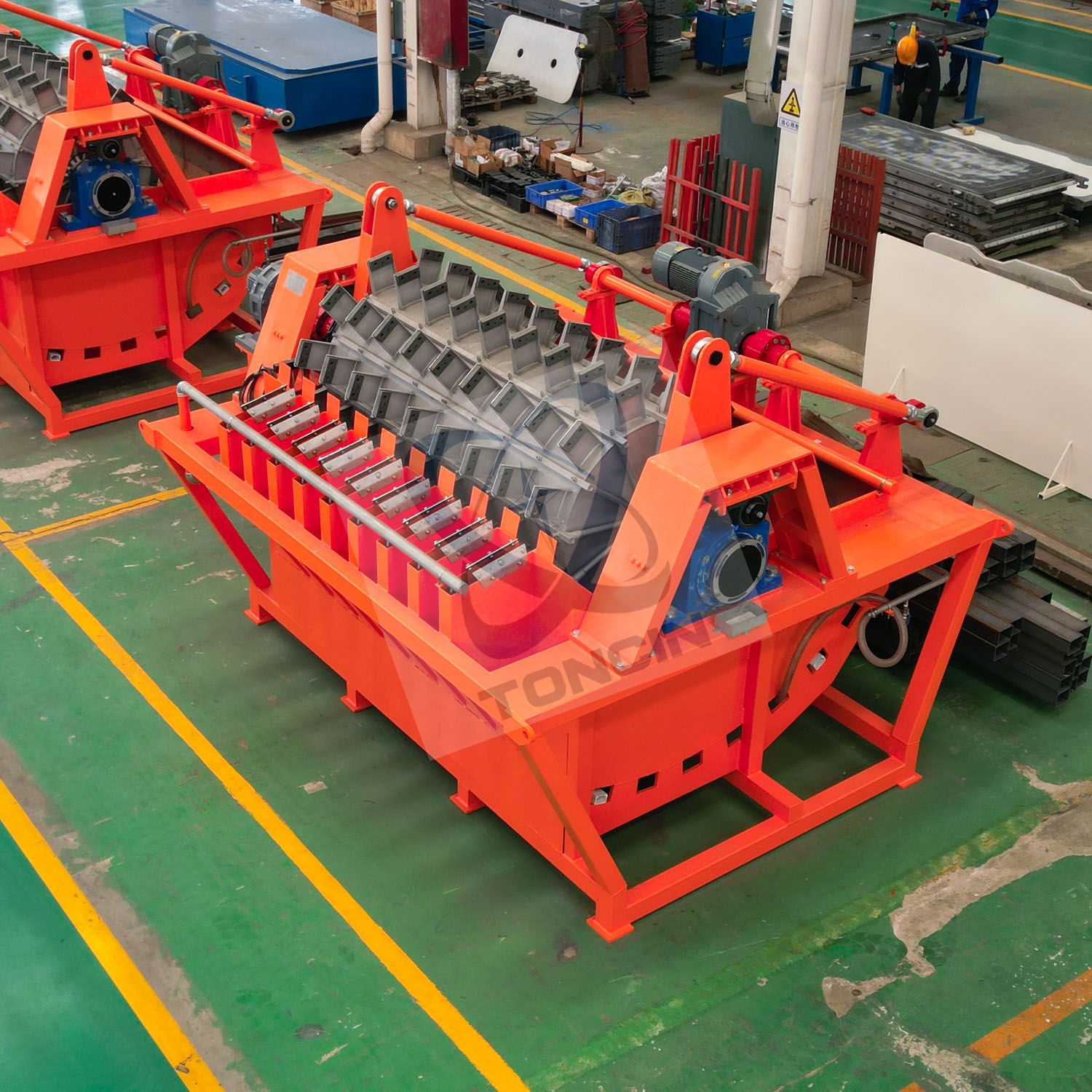 Industrial ceramic vacuum filter handling abrasive mineral processing slurries in a plant